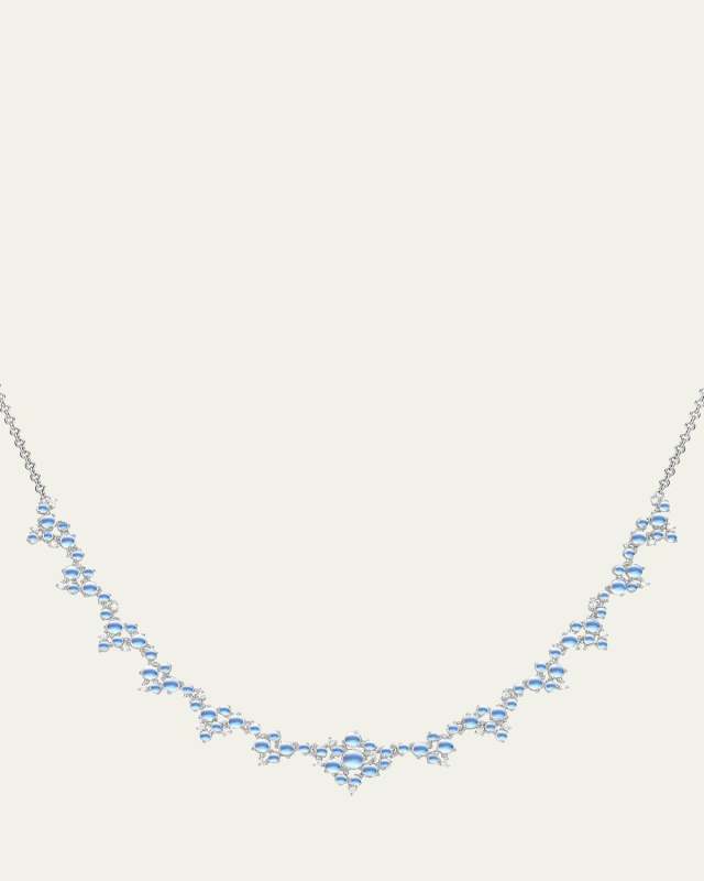 18K White Gold Partial Bubble Cluster Necklace with Diamonds